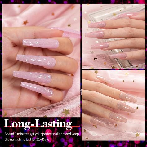 RARJSM Juego de 6 esmaltes de uñas de gel con purpurina nude color arcoíris brillante pigmento