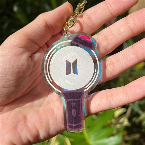 Bts Army Bomb Kpop Lightstick Acrylic Holographic Keychain Etsy