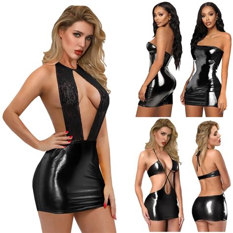 Sexy PVC Underwear Babydolls Lingerie Stripper Sleepwear Notte Intimo Lenceria Pole Dance Sexy