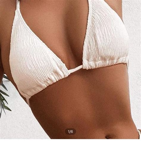 Textured Halter Triangle Bikini Top And Bottoms To Depop