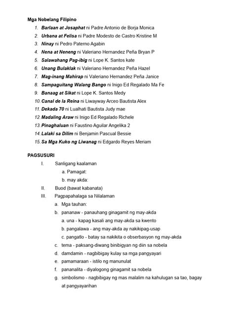 Mga Nobelang Filipino Pdf