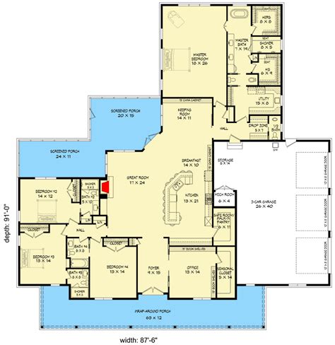 4 Bedroom Ranch Style House Plans