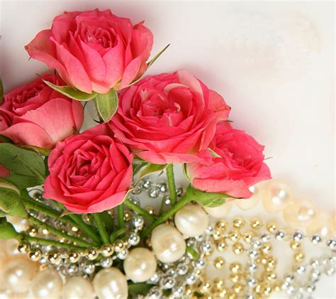 Roses Bouquet Jewellery Necklace Pearls Rose Hd Wallpaper Peakpx