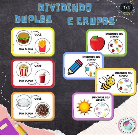 Qual Das Duplas Tematicas Abaixo Nao Se Enquadra Nos Estudos - Card das duplas e grupos – Loja de atividades Pedagógicas | Bruna Chaves