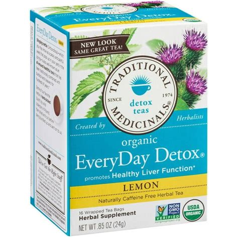 Traditional Medicinals Organic Everyday Detox Lemon Herbal Supplement Tea 16 Count 85 Oz