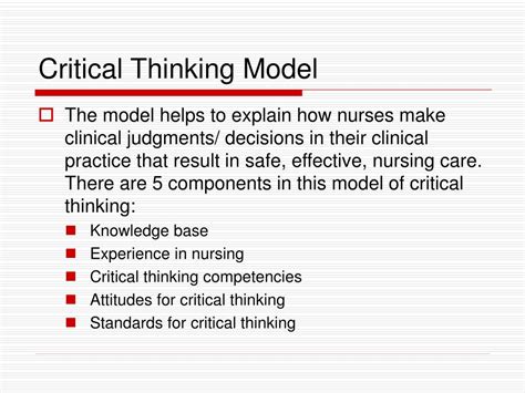 PPT Critical Thinking In Nursing PowerPoint Presentation Free