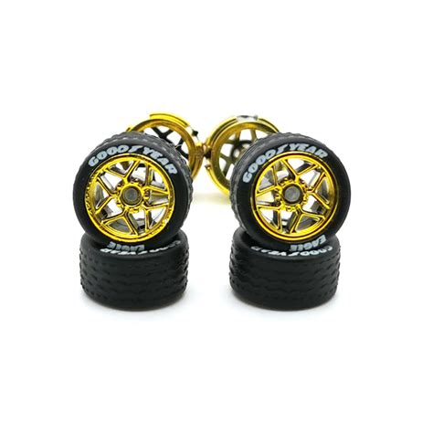 Set Mm Alloy Car Wheels Removable Wavy Tires UV Electroplate MSCP Series For Hot Wheel