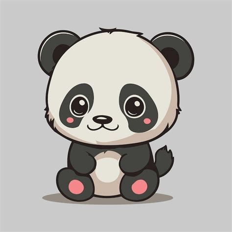 Premium Vector | Cute cartoon panda sitting kawaii style vector character