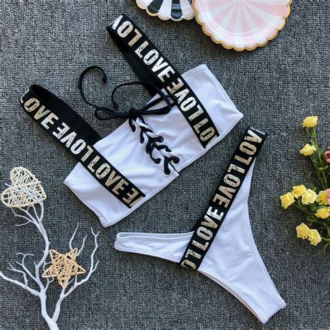 Love Graphic Writing Bikini Combination