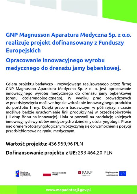 Gnp Magnusson Aparatura Medyczna Sp Z O O Realizuje Projekt