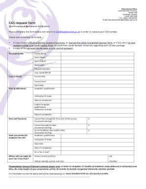 Fillable Online CAS Brequest Formb Leeds Beckett BUniversityb Fax