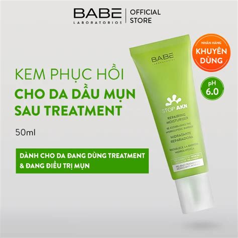 Kem dưỡng phục hồi da sau treatment thấm siêu nhanh Babe Stop Akn Repairing Moisturiser ml