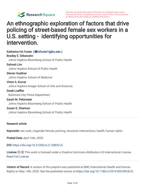 PDF Achieving Improved Health And Human Rights For Street Based Sex Workers An Ethnographic