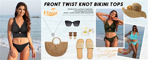 Amazon Vivola Bikini Tops For Women Tankini Tops Cropped Knot Twist Cut Out Adjustable