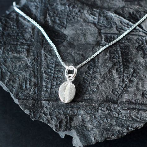 Sterling Silver Coffee Bean Pendant Coffee Necklace Silver Coffee Bean