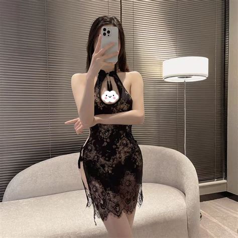 Fun Lingerie Sexy Lace Cheongsam Uniform Seductive Perspective Pajama Role Playing Shopee