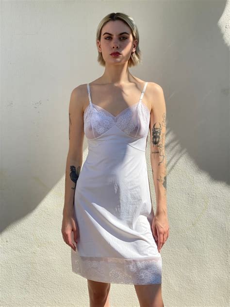 S White Slip Dress Lace Detail Pinup Housewif Gem