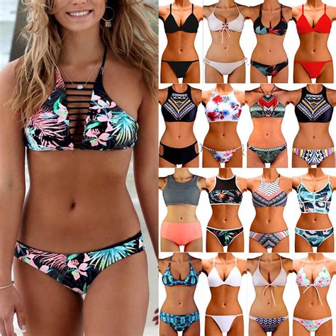 Swimwear Women Padded Bandage Swimsuit Beachwear Bathing Push Up Bikini