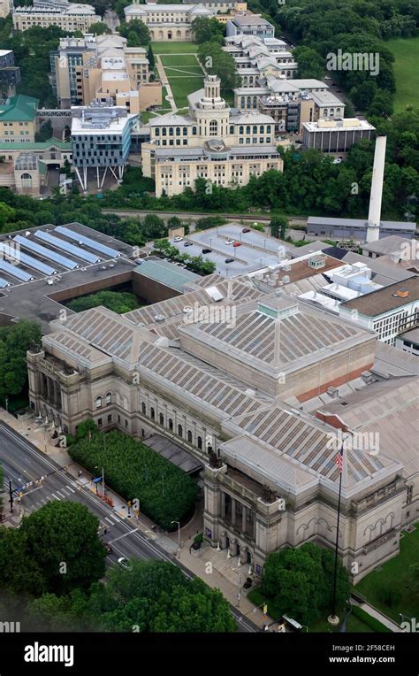 Aerial view of Carnegie Museum of Nature History with Carnegie Museum ...