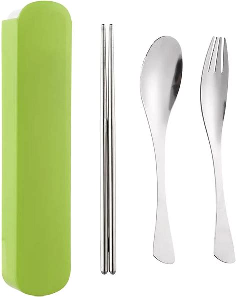Дорожный набор столовых приборов в футляре: вилка, ложка, китайские ...