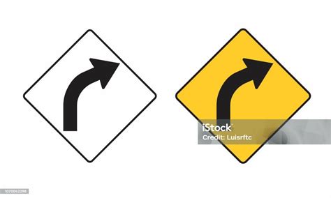 tanda jalan belok kanan ilustrasi stok  gambar  arah