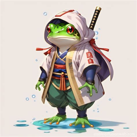 Cute Blue Skinned Frog Samurai Stable Diffusion Online