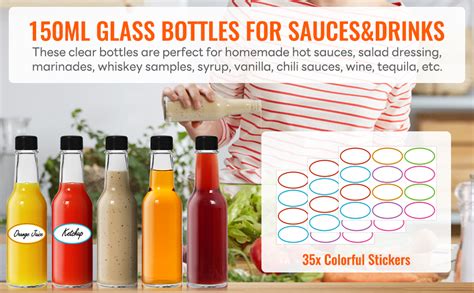 Amazon AuroTrends Hot Sauce Bottles 5 Oz 35Pack Empty Wine Bottles With Caps Shrink