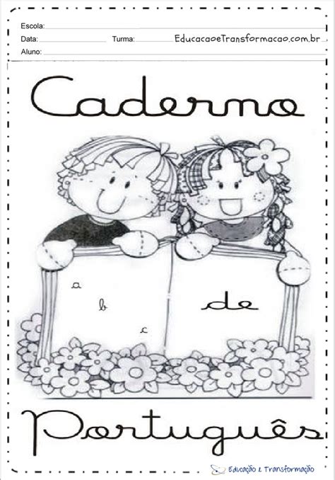 Capa De Caderno De Português Para Imprimir Colorido - Capas para caderno de português para imprimir e colorir.