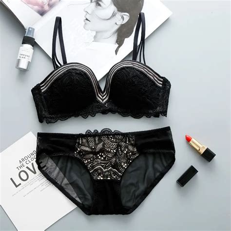Fashion Wireless Push Up Bra Lingerie Women Brand Sexy Bra And Panty Sets Flower Stripe Bra Set