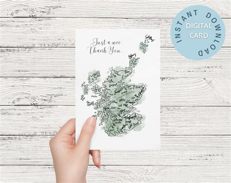 Scotland Map Thank You Card Digital Download Printable Map Of