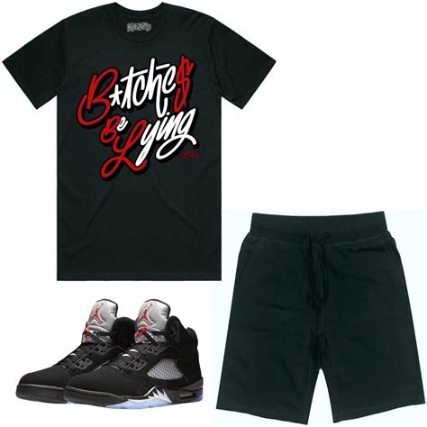Jordan Black Metallic 5s Sneaker Outfit - Shirt and Shorts - BBL - Etsy