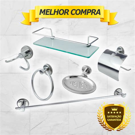 Kit Acess Rio Para Banheiro A O Inox Pe As Porta Shampoo Vidro