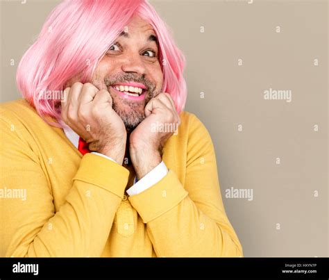 Caucasian Man Wig Acting Cute Stock Photo - Alamy