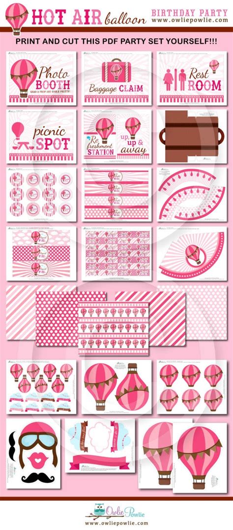 Hot Air Balloon BIRTHDAY Decorations EDITABLE Party Printable Etsy