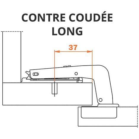 Charnière contre coudée longue salice silentia ea48 Version