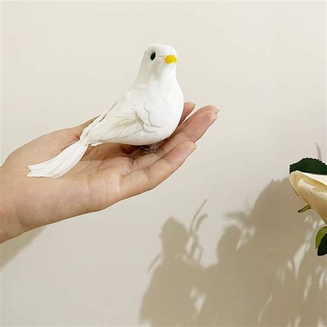 Amazon Lwingflyer Pcs Artificial Doves White Foam Birds With