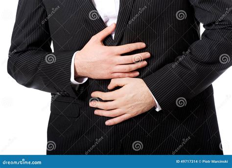 Businessman Suffering From Stomach Pain Stock Photo Image Of Abdomen