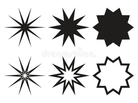 Star Shapes Collection Simple Silhouetes And Outline Red Stars Vector