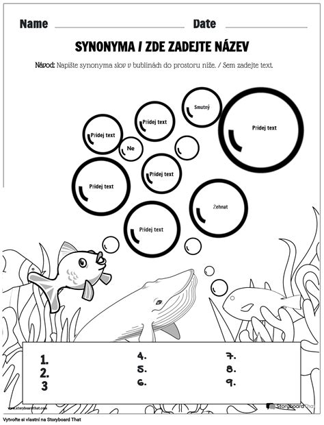Přizpůsobitelný pracovní list synonym Storyboard