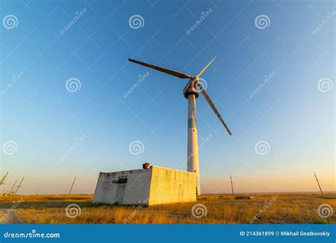 Old Abandoned Wind Turbines In The Desert Landscape Stock Image Image