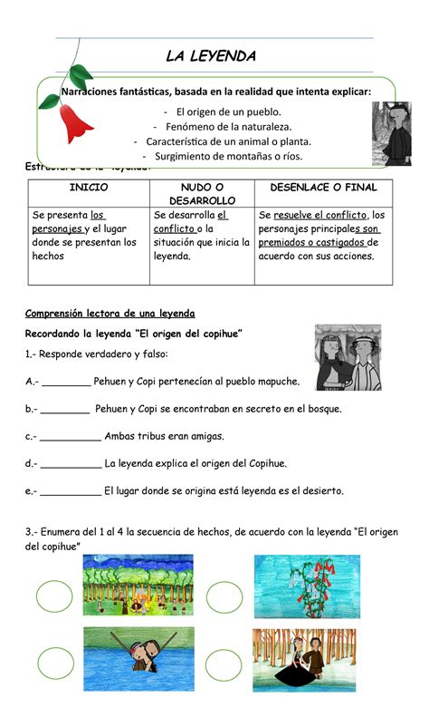 Leyenda del Copihue: Estructura y Comprensión de la Narración - Studocu