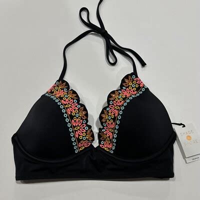 Shade Shore Women S Tropics Light Lift Eyelet Trim Bikini Top Black