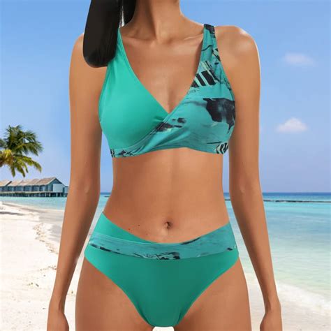 Dihao Bikini Set For Women Clearance Plus Size Women S Coral Printing Sexy Bikini Swimsuit With