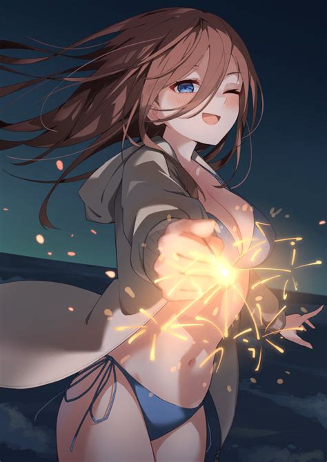 Profnote Nakano Miku Go Toubun No Hanayome Highres 1girl D Bikini Blue Bikini Blue Eyes