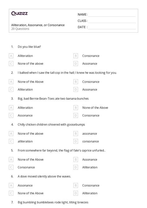 50+ Alliteration worksheets on Quizizz | Free & Printable