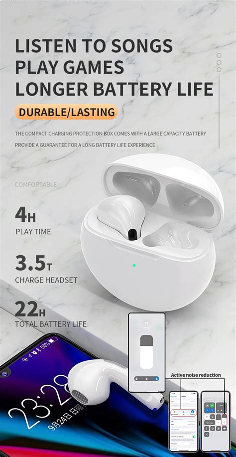 Беспроводные мини-наушники Pro 6 Pro6, Bluetooth 5,0, Hi-Fi ...