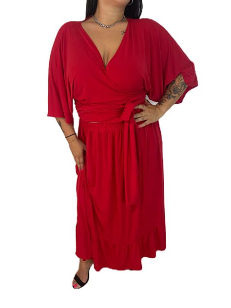 Melina Red Twin Set Nakedplussize Gr