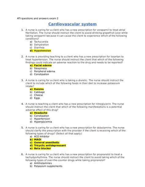 Ati Questions And Answers Pharm 2044 Exam 2 1 100 Correct And