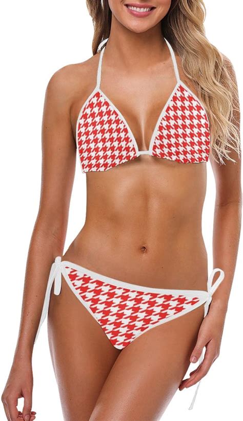 Amazon Honey Day House Custom Houndstooth Womens Sexy Bikini