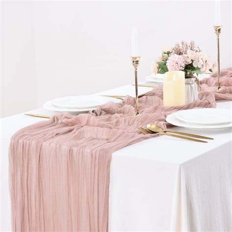 Socomi Cheesecloth Table Runner 10Ft Gauze Tablecloth Boho Rustic Nude Cheese Cloth Table Runner
